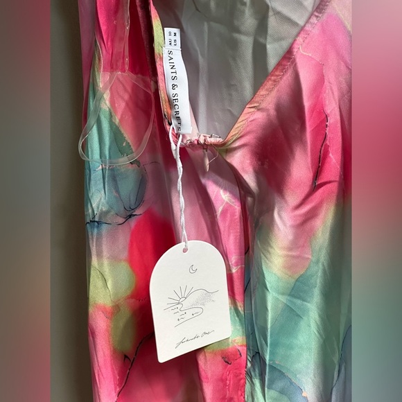 NEW Saints & Secrets Libby Scoop Back Maxi Dress Abstract Pink Women’s M - Picture 8 of 11